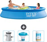 Intex Rond Opblaasbaar Easy Set Zwembad - 305 x 61 cm - Blauw - Inclusief Zwembadfilterpomp - Chloordrijver - Chloor