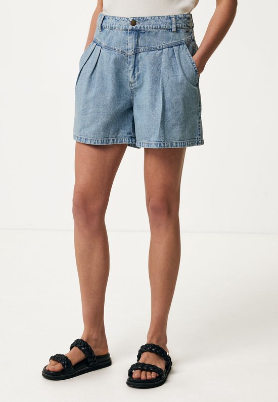 Denim Shorts With Detail In Front Dames - Ice Bleach - Maat S
