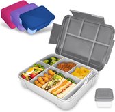 Bastix - Broodtrommel voor kinderen met vakken, 1300 ml, snackbox voor kinderen, lekvrij, bento box, lunchbox voor kinderen, lunchbox voor kleuterschool en school (grijs)