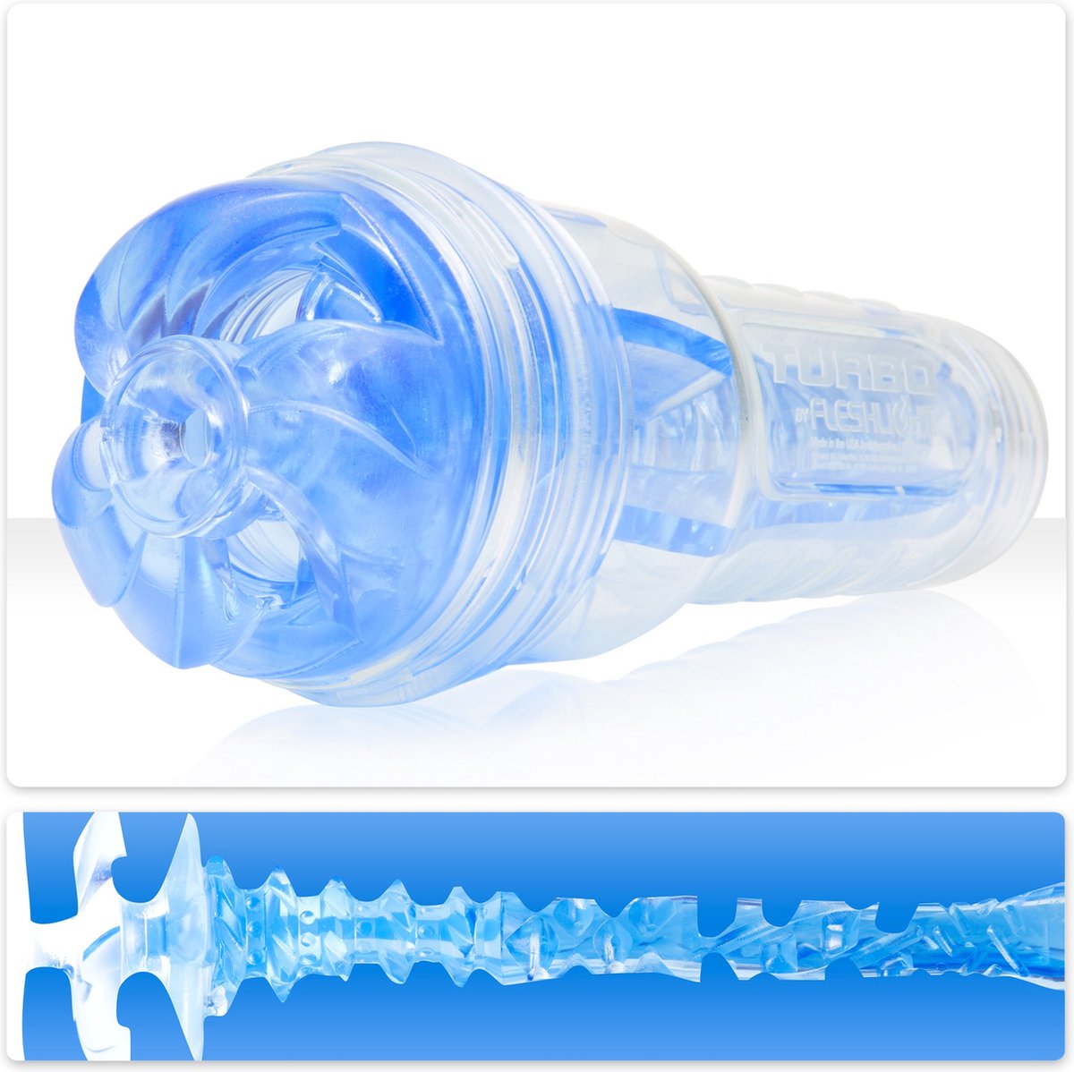 Fleshlight Turbo Thrust Blue Ice - SuperSkin masturbator, seksspeeltje, uiterst realistisch, iJsblauw - Fleshlight