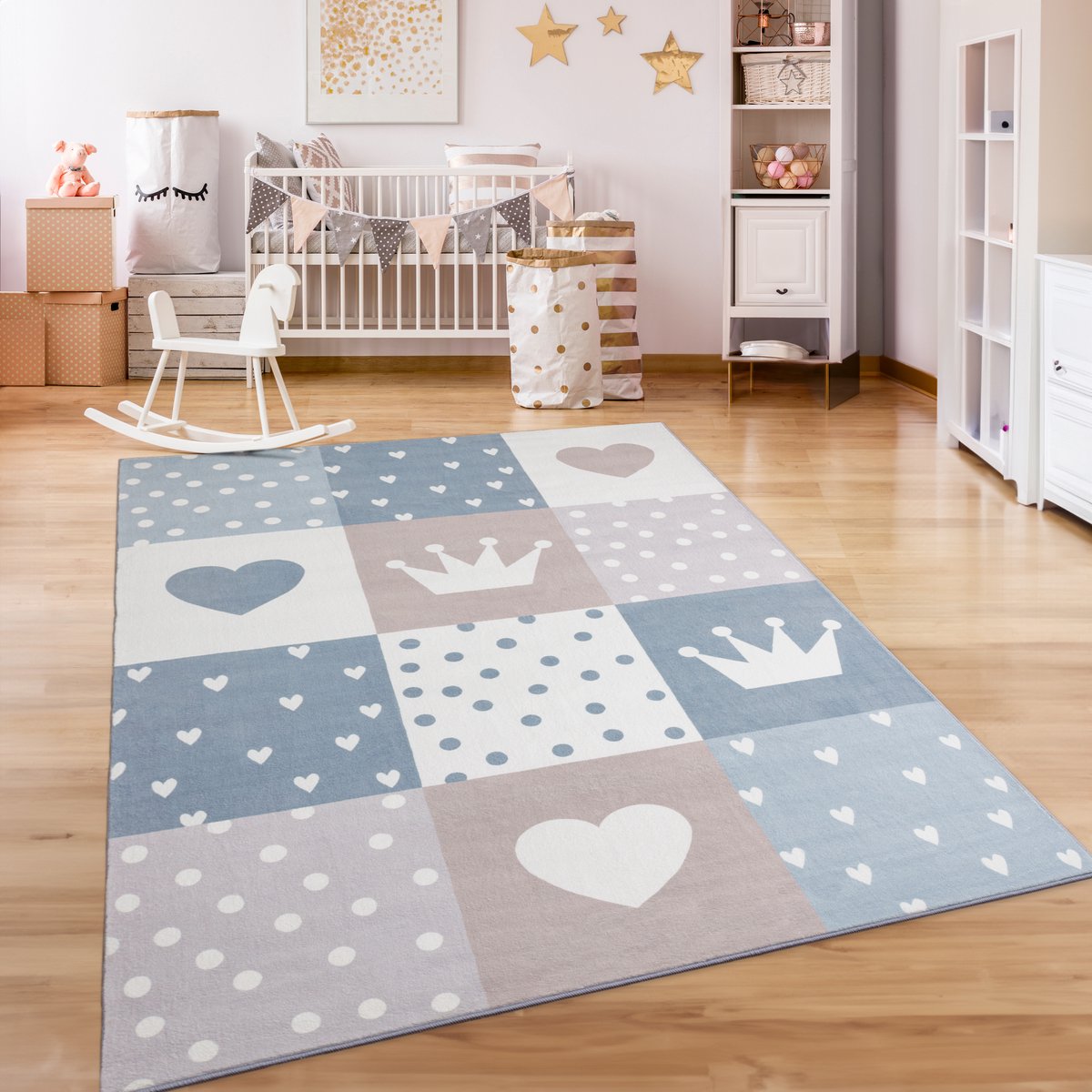 Paco Home Tapis Enfant, Tapis Chambre Jeu Garçon Fille Moderne Antidérapant, Dimension:200 cm carré, Couleur:Beige 2