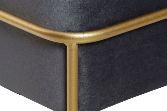 Kruk DKD Home Decor Schuim Grijs Gouden Metaal Polyester Fluweel Hout MDF (80 x 80 x 47 cm)