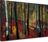 Bomen wanddecoratie - Natuur wanddecoratie - Canvas schilderij Bladeren - Muurdecoratie modern - Schilderijen canvas - Decoratie muur 70x50 cm