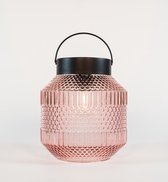 Anna Collection Tuin lantaarn Julia - Solar - zwart/roze - D16 x H16 cm - LED buitenverlichting