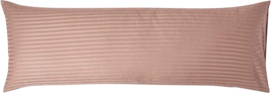 Homescapes zijslaper kussensloop taupe-beige met satijnen strepen - 50 x 140 cm, draaddichtheid 330