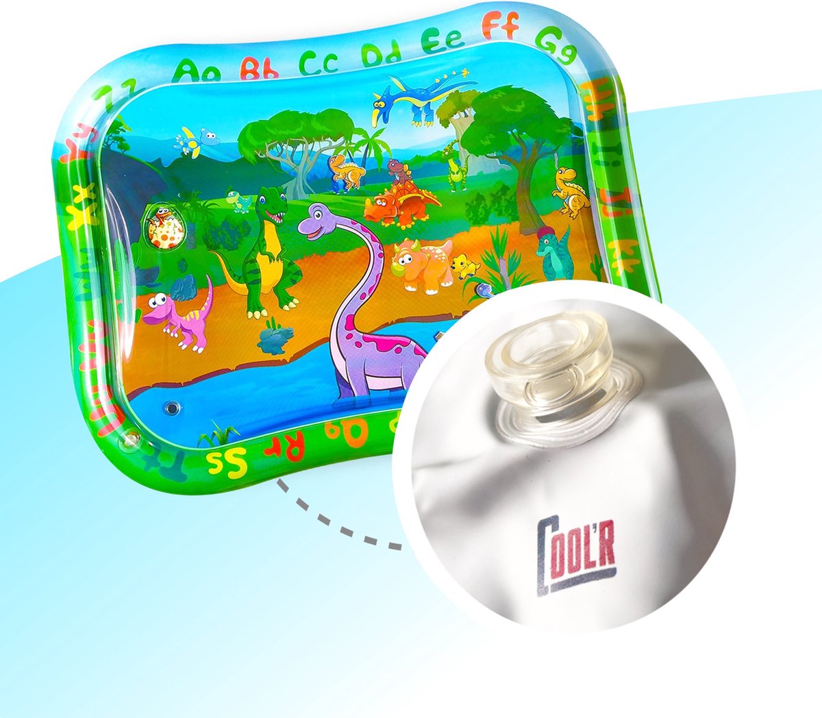 COOL'R® XXL Waterspeelmat - Groen - Met geluid - Speelmat - Opblaasbaar baby water speelmat - Speelkleed - Waterspeelgoed - Baby speelgoed 0 jaar - Kraamcadeau - Kinderspeelgoed - Tummy Time - Baby Gym — afbeelding 4