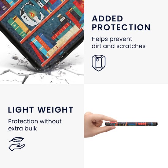 kwmobile e-reader hoesje geschikt voor Pocketbook InkPad 4 / Color 3 / Color 2 / Vivlio InkPad 4 / InkPad Color 3 hoes - E reader flip case met magnetische sluiting - Ereader cover - bibliotheek design in meerkleurig van kwmobile — afbeelding 3