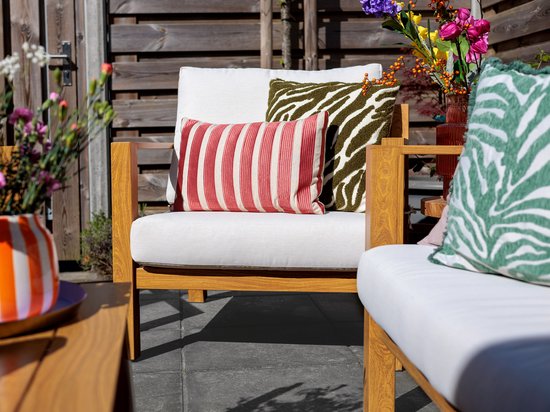 AXI Orla Canapé de jardin 4 pièces Aspect bois/beige - 2 Fauteuils de jardin et 1 canapé avec table - Structure en aluminium thermolaqué - 5 Personnes