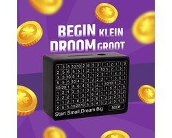 Vitario Spaarpot - Spaardoos - Hout - Sparen - Spaardoel - Saving goal - 500 euro - 1000 euro - 2000 euro - 3000 euro - Zwart - Gebruiksklaar - Gemonteerd
