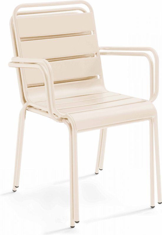 Oviala Palavas Set Ronde Tafel En 2 Bistro Tuinstoelen Van Rood Metaal
