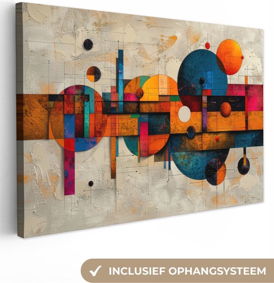 Foto: Canvas schilderij 120x80 cm wanddecoratie kunst kleurrijk modern vormen muurdecoratie woonkamer kamer decoratie modern abstracte schilderijen