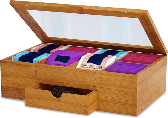 Open bamboe theedoos met perspex venster | 6 vaks | Dilmah – Dilmah Europe