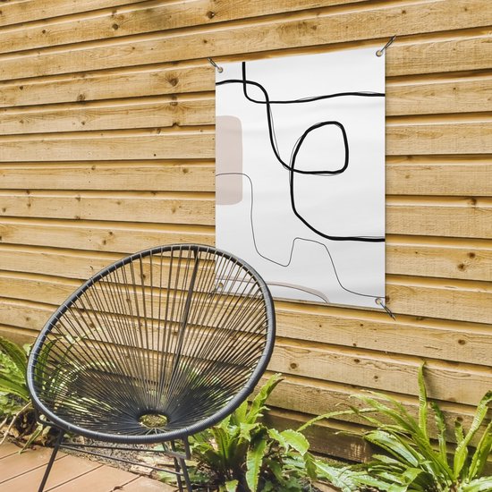Tuinposter 60x80 cm - Tuindecoratie Abstract - Pastel - Minimalisme - Poster voor in de tuin - Buiten decoratie - Schutting tuinschilderij - Tuindoek muurdecoratie - Wanddecoratie balkondoek