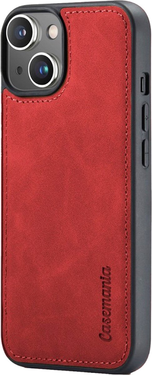 CaseMania Bookcase hoesje geschikt voor iPhone 11/XR - Effen Rood - Kunstleer - Portemonnee met 14 Vakjes voor Pasjes en Ritsvak