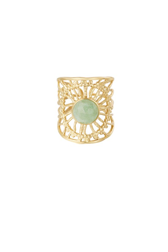 Ring steen - Prachtige natuurstenen ring - Nature stone - Groen - Dames ring - One-size Verstelbaar