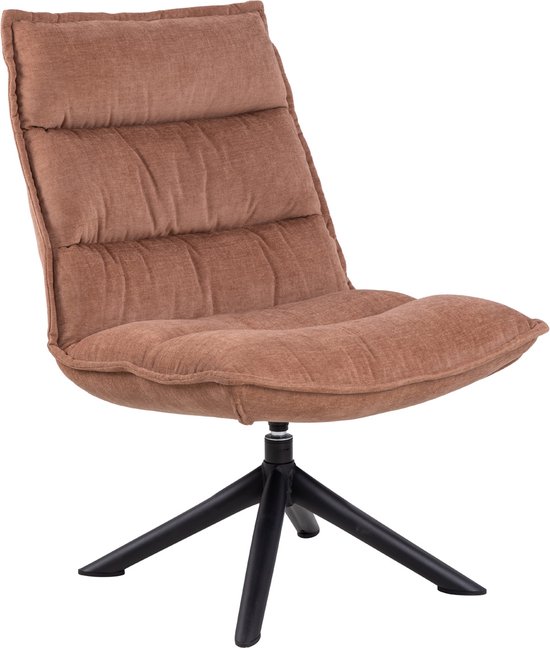 Fauteuil Vierkant - Bruin Stof - Draaibaar - 70x80x98cm - Giga Living