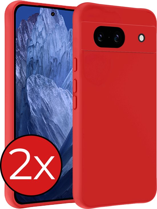 Coque Compatible avec Google Pixel 8a Coque Siliconen Case Cover - Coque Compatible avec Google Pixel 8a Case Cover Case - Rouge - 2 PACK