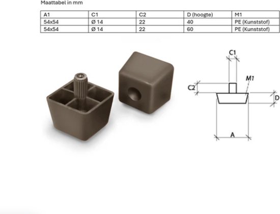 4 Stuks 5 Cm Meubelverhogers, 6 Cm Lengte Bedverhogers, Kan 5 Cm Verhogen Voor Bank Bed En Kast Wit Vierkant