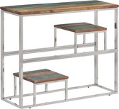 vidaXL - Wandtafel - roestvrij - staal - en - massief - gerecycled - hout - zilver