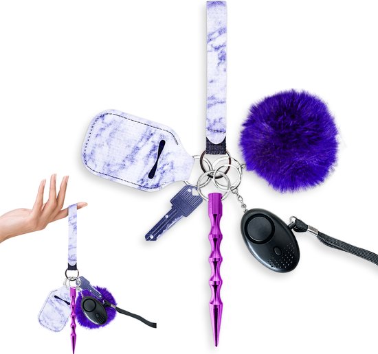 Porte-clés d'auto-défense - 6 pièces - Kubotan - Alarme personnelle - Porte-clés Système d'alarme