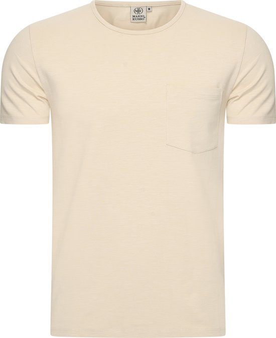 Mario Russo T-shirt - T-shirts Heren - Katoen - XL- Beige