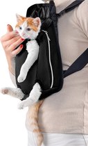 Sac de transport pour chat, sac pour chat, sac pour chien jusqu'à 9 kg, écharpe pour chiens et chats, sac Zwart avec bandoulière réglable et poche avant, coussin d'épaule, tissu Oxford 600D noir