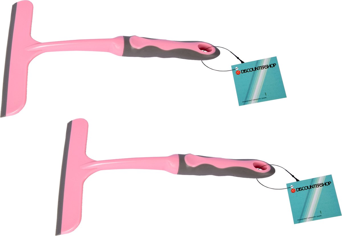 Goedkoopste Discountershop Set van 2 Roze Multifunctionele Handmatige Raamwissers - Perfect voor Efficiënte Schoonmaak (16cm x 2cm x 26cm