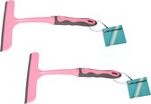 Discountershop Set van 2 Roze Multifunctionele Handmatige Raamwissers - Perfect voor Efficiënte Schoonmaak (16cm x 2cm x 26cm)