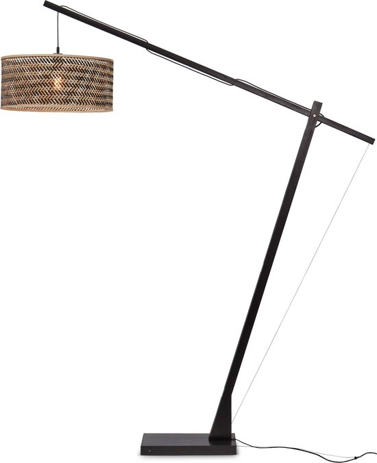 GOOD&MOJO Vloerlamp Java - Bamboe Zwart/Naturel - 175x50x207cm - Modern - Staande lampen voor Woonkamer - Slaapkamer