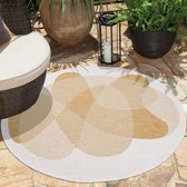 Flycarpets Rond Binnen & Buitenkleed Omkeerbaar - Rio Indoor & Outdoor - Creme / Geel - 120x120 cm