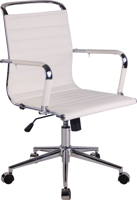 In And OutdoorMatch Bureaustoel Josephina - Wit - Kunstleer - Hoge kwaliteit - Comfortabele bureaustoel - Klassieke uitstraling