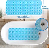 Antislip mat 100 x 40 cm voor bad en douche (Transparant Blauw)