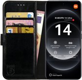 Rosso Element Geschikt voor Xiaomi 14 Ultra | Wallet Book Case | Portemonnee Hoesje | 3 Pasjes | Magneetsluiting | Stand Functie | Zwart