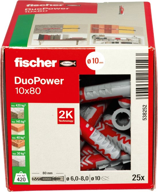 Fischer DUOPOWER 10x80 LD 2-componenten plug 80 mm 10 mm 538252 25 stuk(s) - Fischer