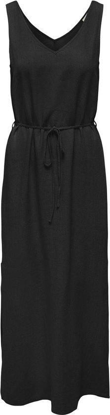 Jacqueline de Yong Jurk Jdysay S/l Linen Maxi Tie Dress Wv 15317392 Black Dames Maat - M
