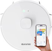 Auronic Robotstofzuiger - Met Dweilfunctie - WiFi en App - Laadstation - Huisdieren - Dweilrobot - Laser Navigatie - Wit