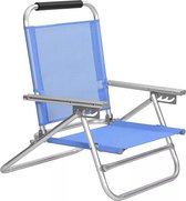 In And OutdoorMatch Strandstoel Quinton - Draagbare klapstoel - 4-traps verstelbare rugleuning - Met armleuningen - Ademend - Comfortabele buitenstoel - Blauw