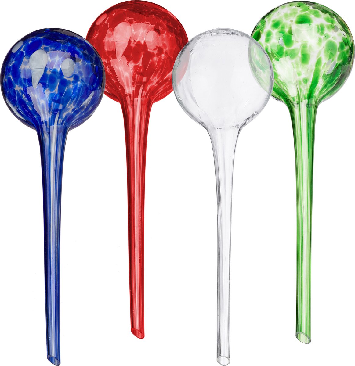 Relaxdays waterdruppelaar glas set van 4 waterbol balkon- en kamerplanten 350 ml