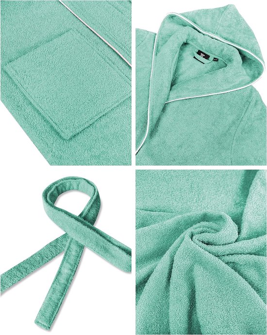 LAYNENBURG Premium Badjas kinderen & tieners met capuchon - 100% katoen - OEKO TEX Standard 100 - donzige badstof - Maat (122-128, Turquoise LAYNENBURG Premium Badjas kinderen & tieners met capuchon - 100% katoen - OEKO TEX Standard 100 - donzige badstof - Maat (122-128, Turquoise
