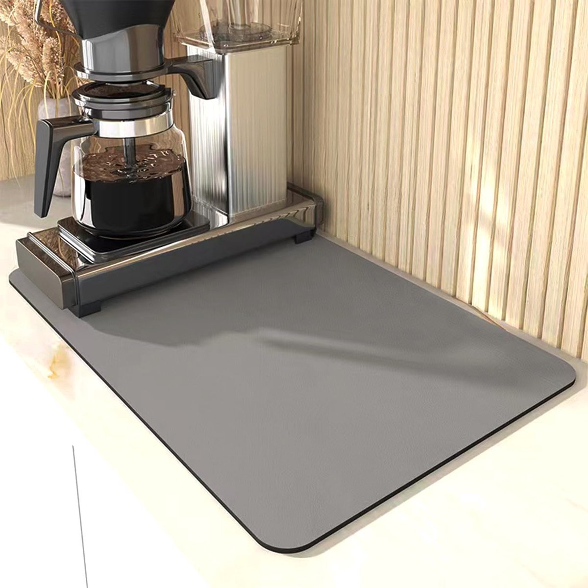 Goedkoopste Afdruipmat, afdruipmat, servies, super absorberende onderlaag, voor koffiezetapparaat, barmat, voerbak voor honden, lekmat, gootsteen voor de keuken, donkergrijs, 50 x 40 cm