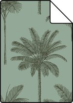 Proefstaal ESTAhome behang palmbomen vergrijsd groen - 139165 - 26,5 x 21 cm