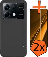 Hoesje Geschikt voor Xiaomi Poco X6 Hoesje Siliconen Cover Case Met 2x Screenprotector - Hoes Geschikt voor Xiaomi Poco X6 5G Hoes Back Case - Zwart