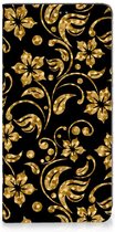 Bookcase Cadeau voor Oma Geschikt voor Samsung Galaxy S24 Telefoonhoesje Gouden Bloemen