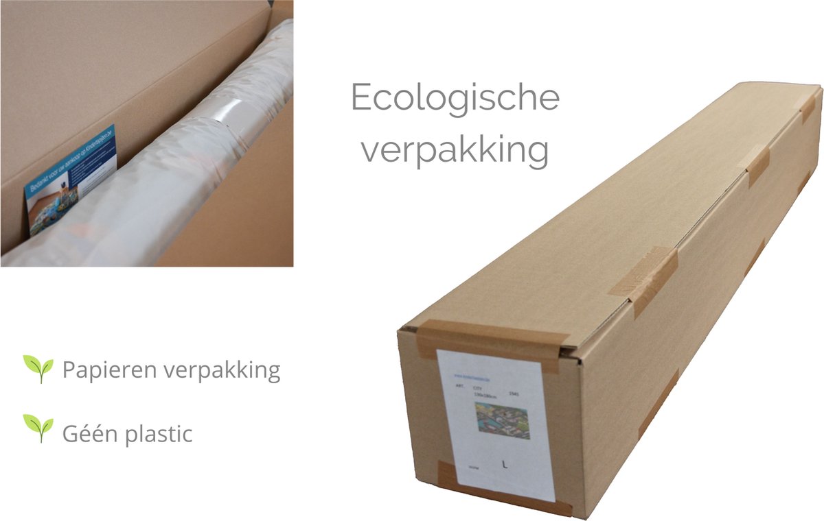 Mats & Joy® City Auto Speelmat 130x130cm - Fluweelzacht Speeltapijt - Anti-slip Speelkleed - Wasbaar Autokleed - Auto Tapijt — afbeelding 3