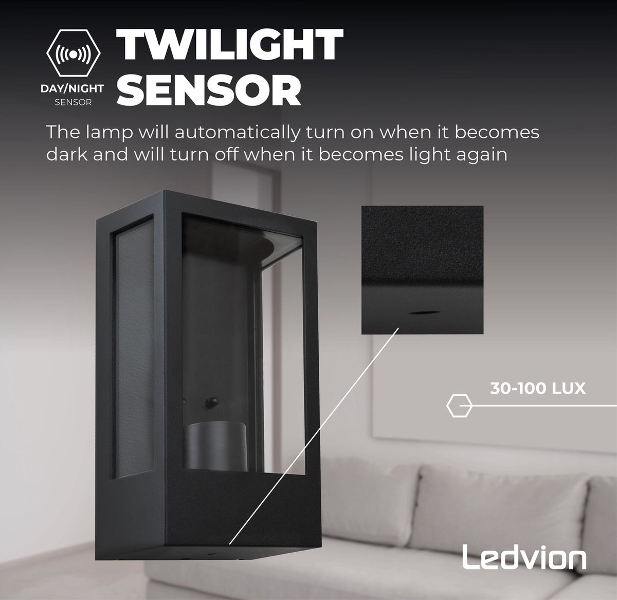 EDISHINE - Luces de pared para exteriores de anochecer al amanecer