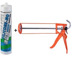 A20 Bouwmaterialen Den Braven - Combideal -Zwaluw - Silicone - NO- sanitair kit -koker 310ml - kleur wit + kitspuit metaal