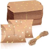 5 stuks Luxe cadeau doos met inpak touw - Bruin Kaki met Sterren - Feestelijk opvouwbaar geschenkdoosje - Bruiloft- Verjaardag - Luxe cadeau doos - Kado Doos - 9x6.5x2.4cm