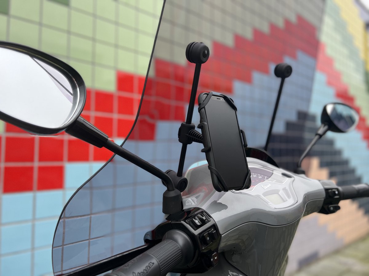 Telefoonhouder voor Scooter - Motor - MANOS LIBRES - MODEL E Pro - Windscherm Bevestiging - Universeel - Zwart - Piaggio - Vespa - Zip – foto 5