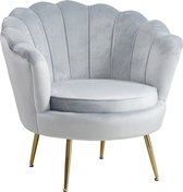 Shell-fauteuil gemaakt van fluweel lichtgrijs