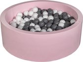 Ballenbad rond - roze - 90x30 cm - met 200 wit en grijze ballen
